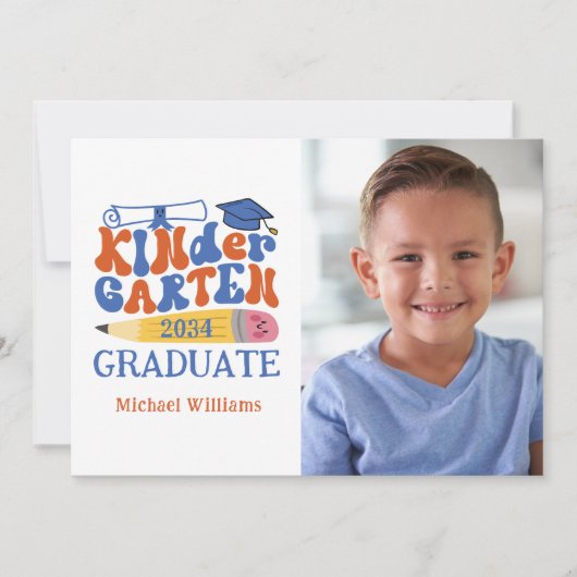 写真幼稚園の卒業発表 招待状 (正面)