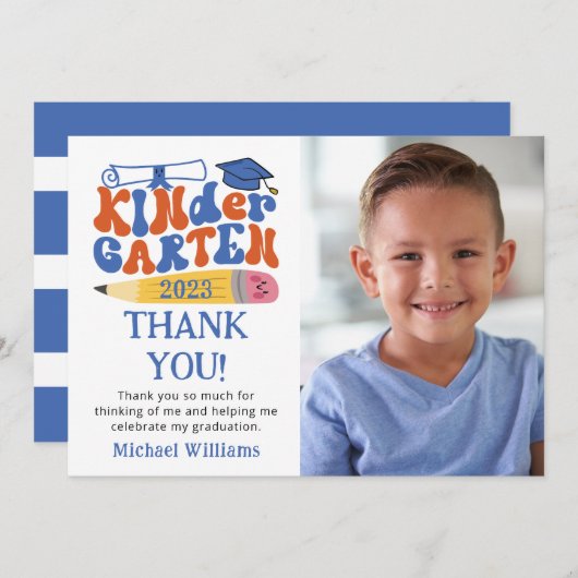 写真幼稚園卒業サンキューカード サンキューカード (正面/裏面)