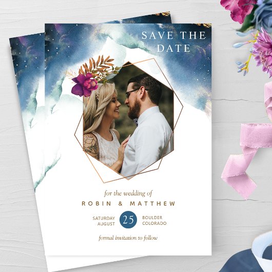 写真幾何学シナ神秘的庭園の結婚式 セーブザデート