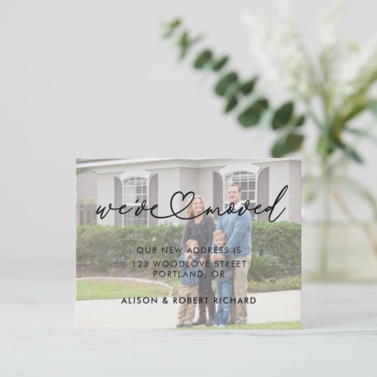写真引っ越しました新しいアドレスの移動告知 ポストカード (スタンド正面)