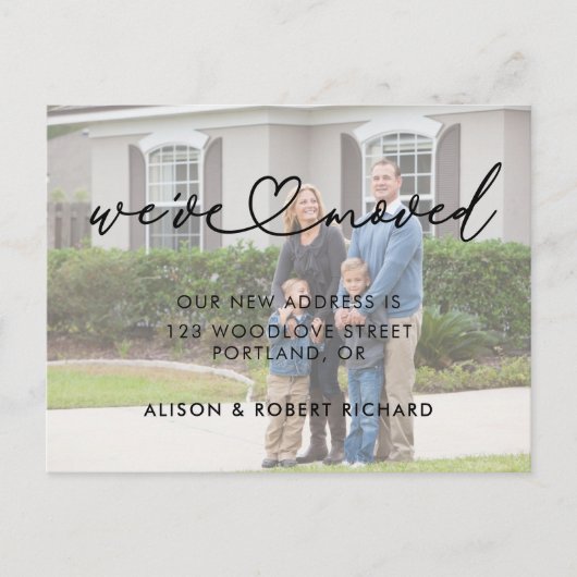写真引っ越しました新しいアドレスの移動告知 ポストカード (正面)