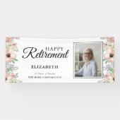 写真引退パーティー エレガント パステル フラワー 横断幕 (横)
