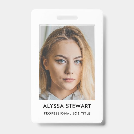 写真従業員ビジネスIDホワイトスタッフバッジ バッジ (正面)