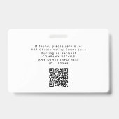 写真従業員ビジネスIDホワイトスタッフ名 バッジ (Back)