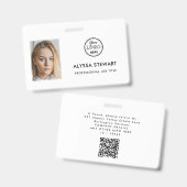 写真従業員ビジネスIDホワイトスタッフ名 バッジ (Front & Back)