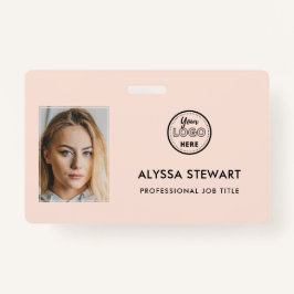 写真従業員ビジネスID赤面ピンクのスタッフ名 バッジ