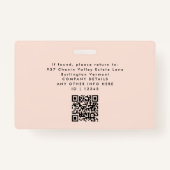 写真従業員ビジネスID赤面ピンクのスタッフ名 バッジ (裏面)