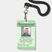 写真従業員名バーコードロゴカスタムID バッジ (正面（ネックストラップ付）)