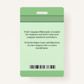 写真従業員名バーコードロゴカスタムID バッジ (裏面)