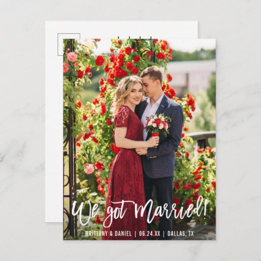 写真得ブラ結婚したシのスクリプトを組み合わせる ポストカード (正面/裏面)