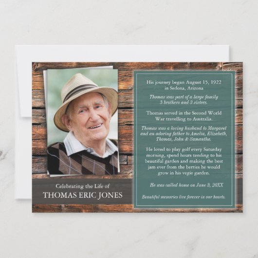 写真忌引悔やみや弔慰葬式 招待状 (正面)