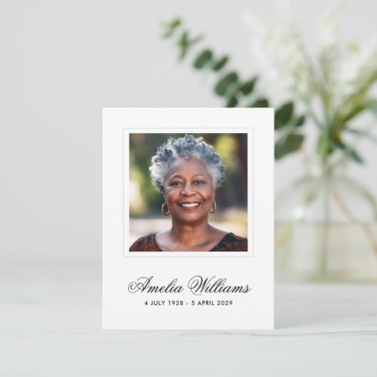 写真悔やみや弔慰死別ホワイトサンキューカード サンキューカード (スタンド正面)