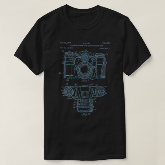 写真愛好家ギフトヴィンテージカメラ特許スキーム Tシャツ (デザイン正面)