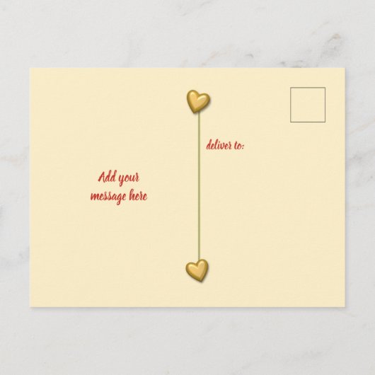 写真感謝していの赤いクリスマスの贈り物 案内ポストカード (裏面)