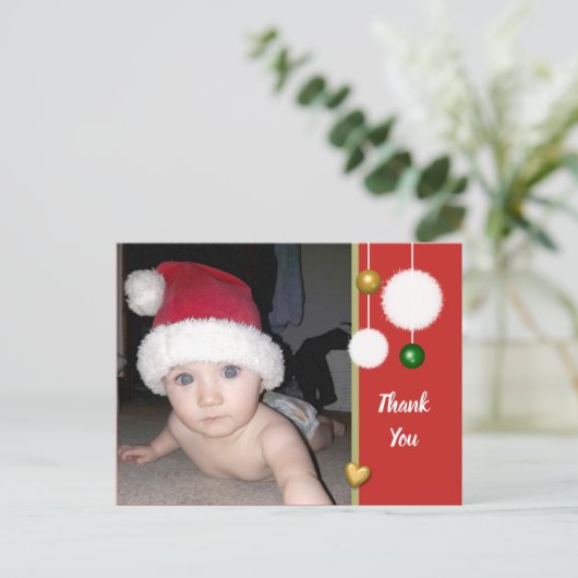 写真感謝していの赤いクリスマスの贈り物 案内ポストカード (スタンド正面)