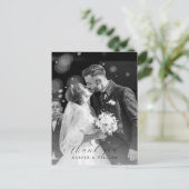 写真感謝していの飾りグレー結婚ハガキ ポストカード (スタンド正面)
