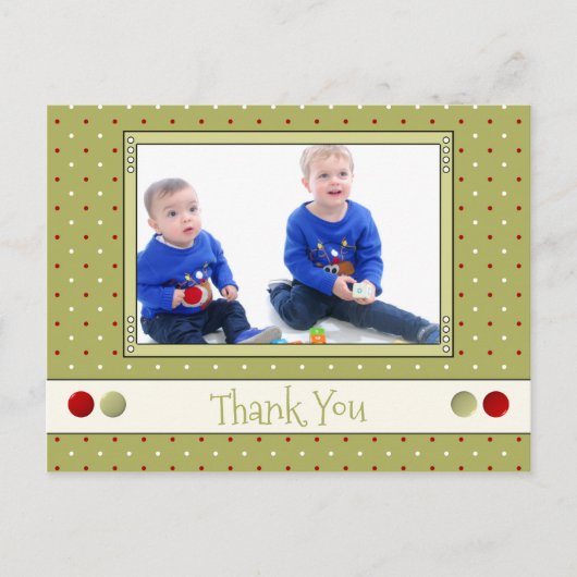 写真感謝してい付きのクリスマスの贈り物 ポストカード (正面)