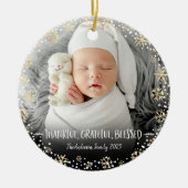 写真感謝のスノーフレーク賛美の休日 セラミックオーナメント (正面)