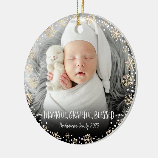 写真感謝のスノーフレーク賛美の休日 セラミックオーナメント (左)