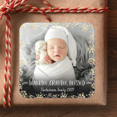 写真感謝の感謝の賛美金ゴールドスノーフレーク スクエアシール