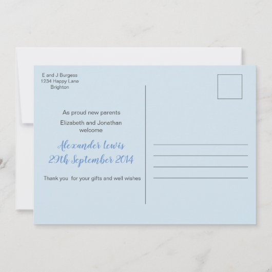 写真感謝状とベビー案内はがき サンキューカード (裏面)