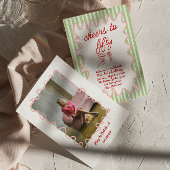 写真手描カラフルきストライプ誕生日 招待状