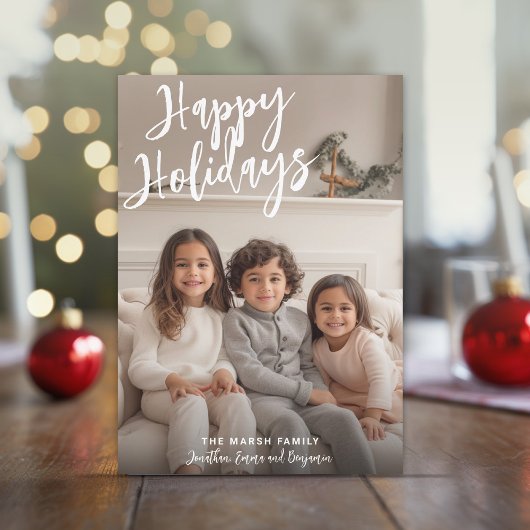 写真手書きクリスマスアクアプレイドハッピー シーズンカード