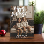 写真手書きクリスマスグレープレイドハッピー シーズンカード