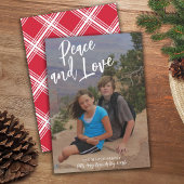 写真手書きクリスマスレッドプレイドピースラブ シーズンカード