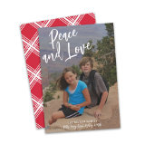 写真手書きクリスマスレッドプレイドピースラブ シーズンカード