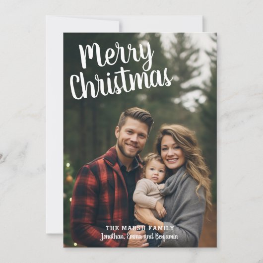 写真手書きメリークリスマス金ゴールドプレイド シーズンカード (正面)