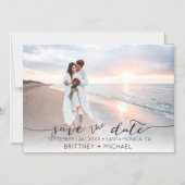 写真手書きモダン黒日付の保存 マグネット招待状 (正面)