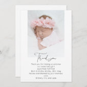 写真手書き書道赤ちゃんシャワー サンキューカード (正面/裏面)