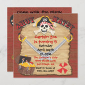 写真挿入付き海賊誕生日パーティー 招待状 (正面/裏面)