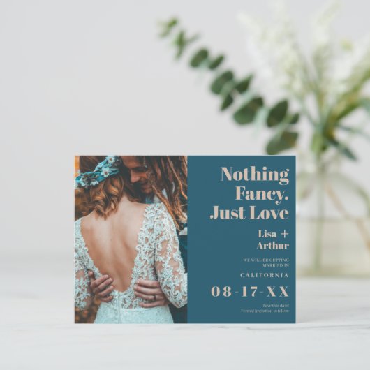 写真撮ファンシー影ティール（緑がかった色）が日付を保存する ポストカード (スタンド正面)