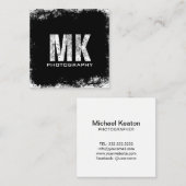 写真撮影のはっきりしたなモノグラムのグランジなカメラマン スクエア名刺 (正面/裏面)