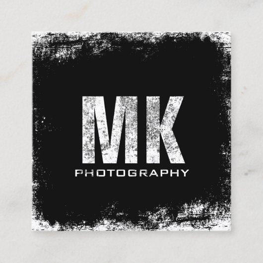 写真撮影のはっきりしたなモノグラムのグランジなカメラマン スクエア名刺 (正面)