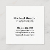 写真撮影のはっきりしたなモノグラムのグランジなカメラマン スクエア名刺 (裏面)