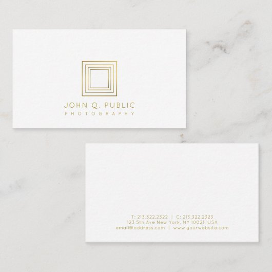 写真撮影のエレガントな金ゴールドの一見のカメラマン 名刺 (正面/裏面)
