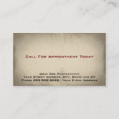 写真撮影のカメラマンの写真の名刺 名刺 (裏面)