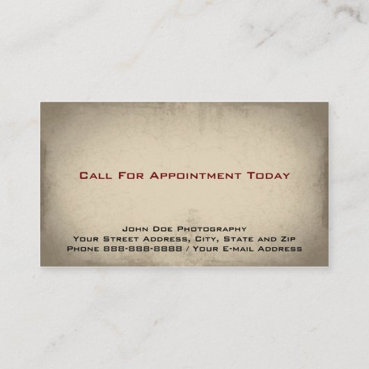 写真撮影のカメラマンの写真の名刺 名刺 (裏面)