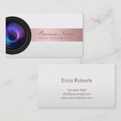 写真撮影のスタジオのばら色の金ゴールドのストライプのなカメラマン 名刺 (正面/裏面)