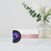 写真撮影のスタジオのばら色の金ゴールドのストライプのなカメラマン 名刺 (スタンド正面)