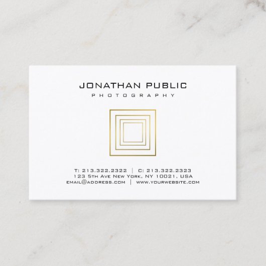 写真撮影のテンプレートのカメラマンのエレガントな金ゴールド 名刺 (正面)