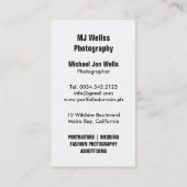 写真撮影のプロフェッショナルのスタジオ 名刺 (裏面)