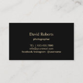 写真撮影のモダンで黒いグリッターの金ゴールドの滴り 名刺 (裏面)