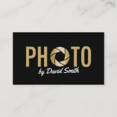 写真撮影のモダンな金ゴールドのカメラのロゴのカメラマン 名刺 (正面)