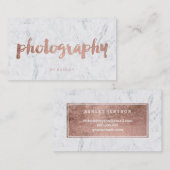 写真撮影のモダンのばら色の金ゴールドのタイポグラフィの大理石 名刺 (正面/裏面)