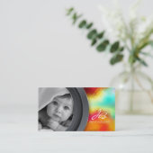 写真撮影の名刺の写真のはっきりしたなターコイズ 名刺 (スタンド正面)