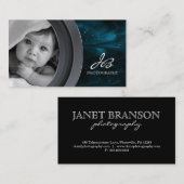 写真撮影の名刺の黒のブルースターの空 名刺 (正面/裏面)